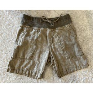 James Perse Standard 0 XS Drawstring Linen Shorts Solitaire Beige Khaki Tan